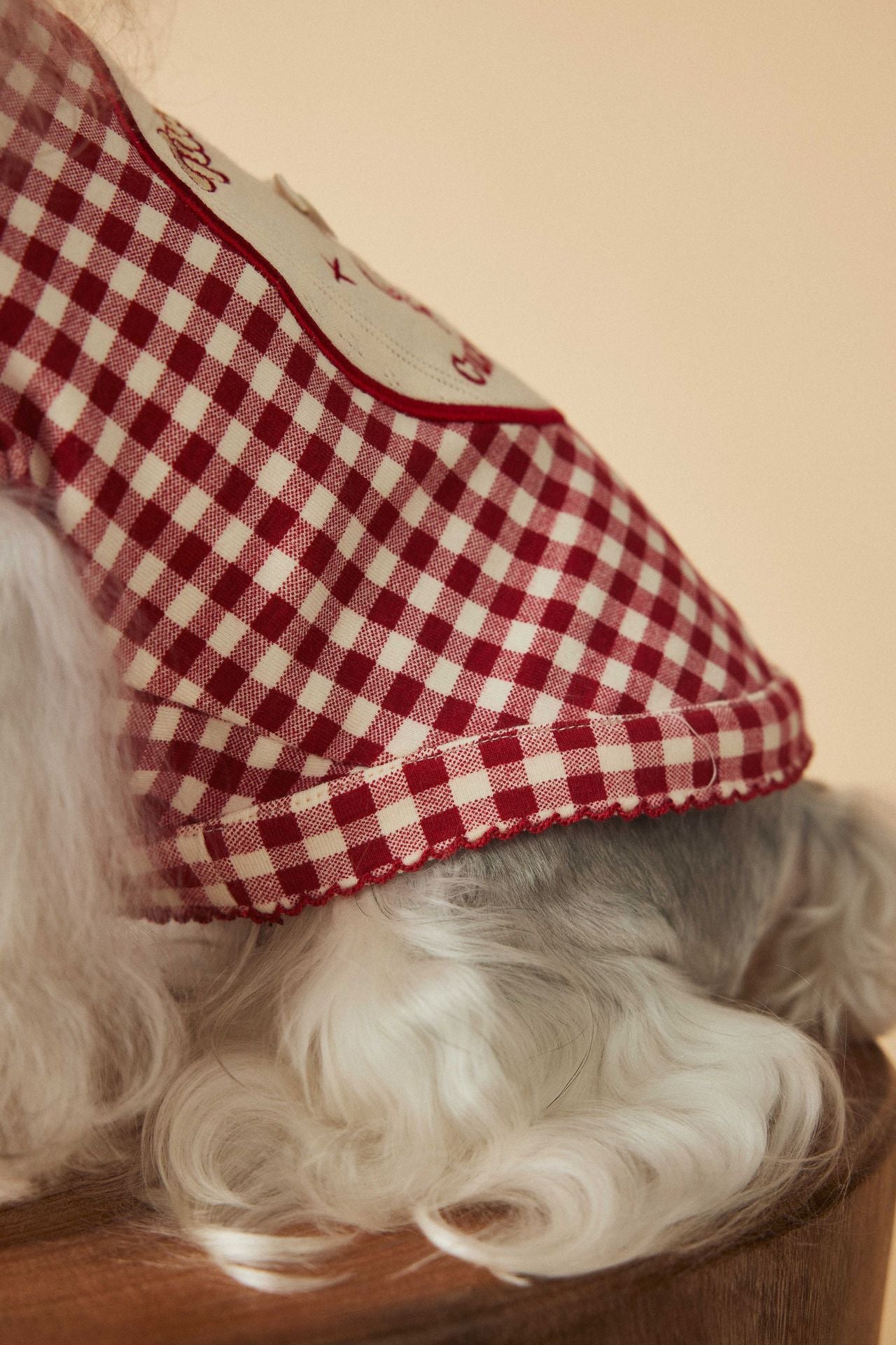 a red plaid sleeveless vest