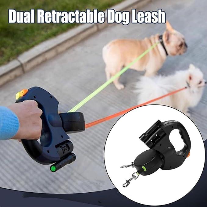 Tangle-Free Dual Dog Leash with 360° Swivel Head – For 2 Small to Medium Dogs (30 lbs)