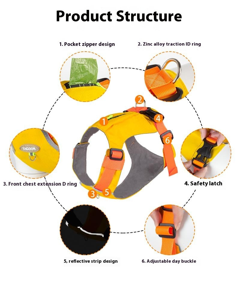 Lightweight pet harness with reflective strips