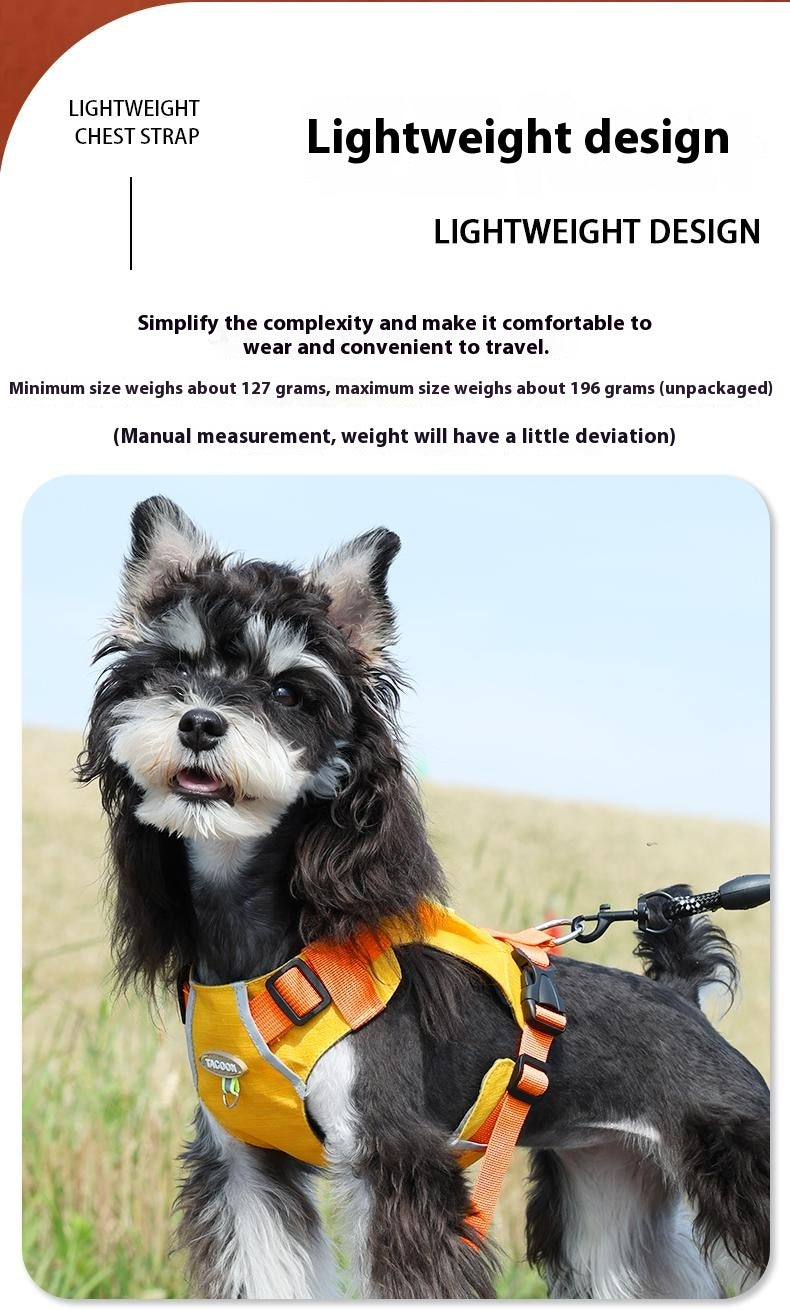 Lightweight pet harness with reflective strips