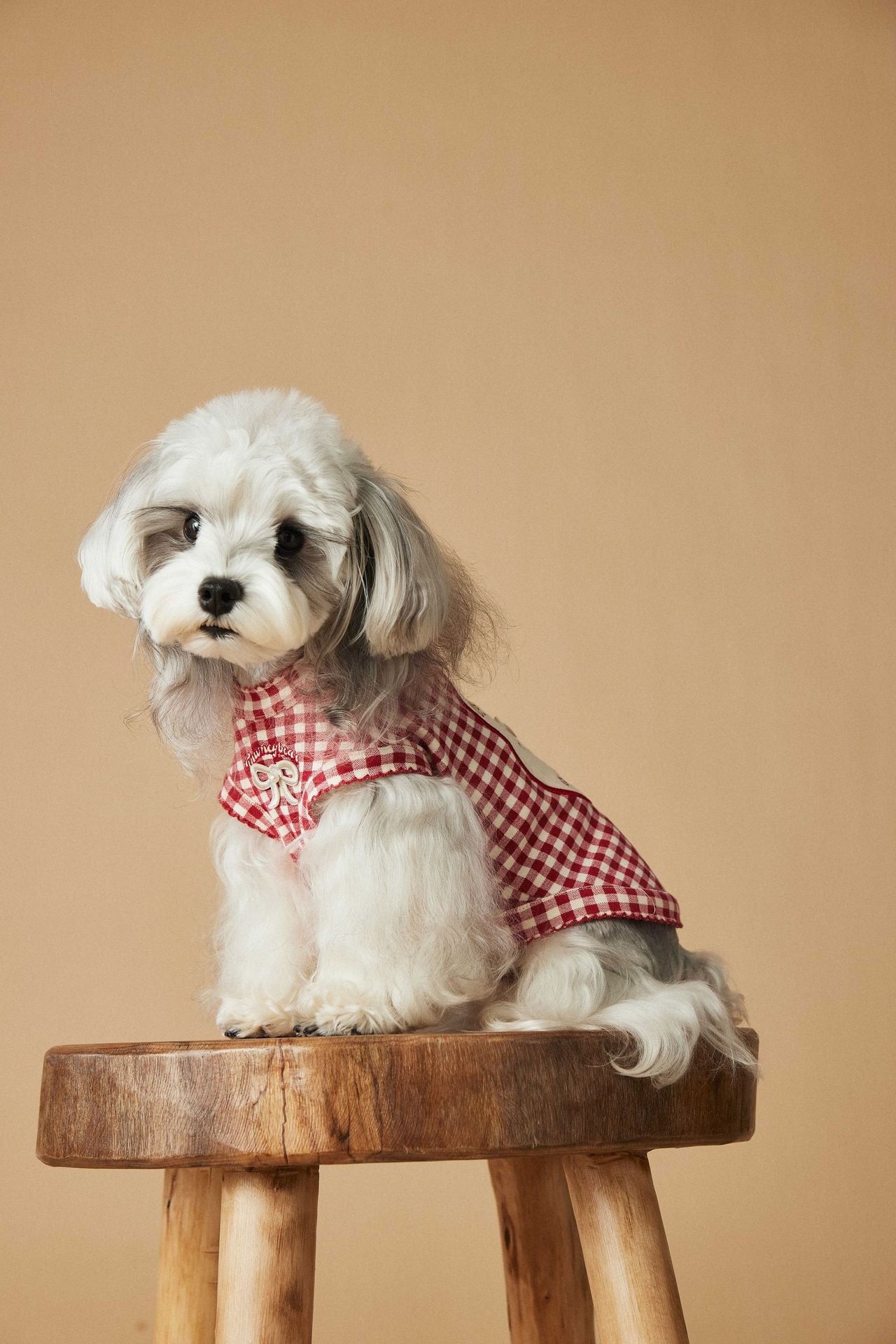 a red plaid sleeveless vest