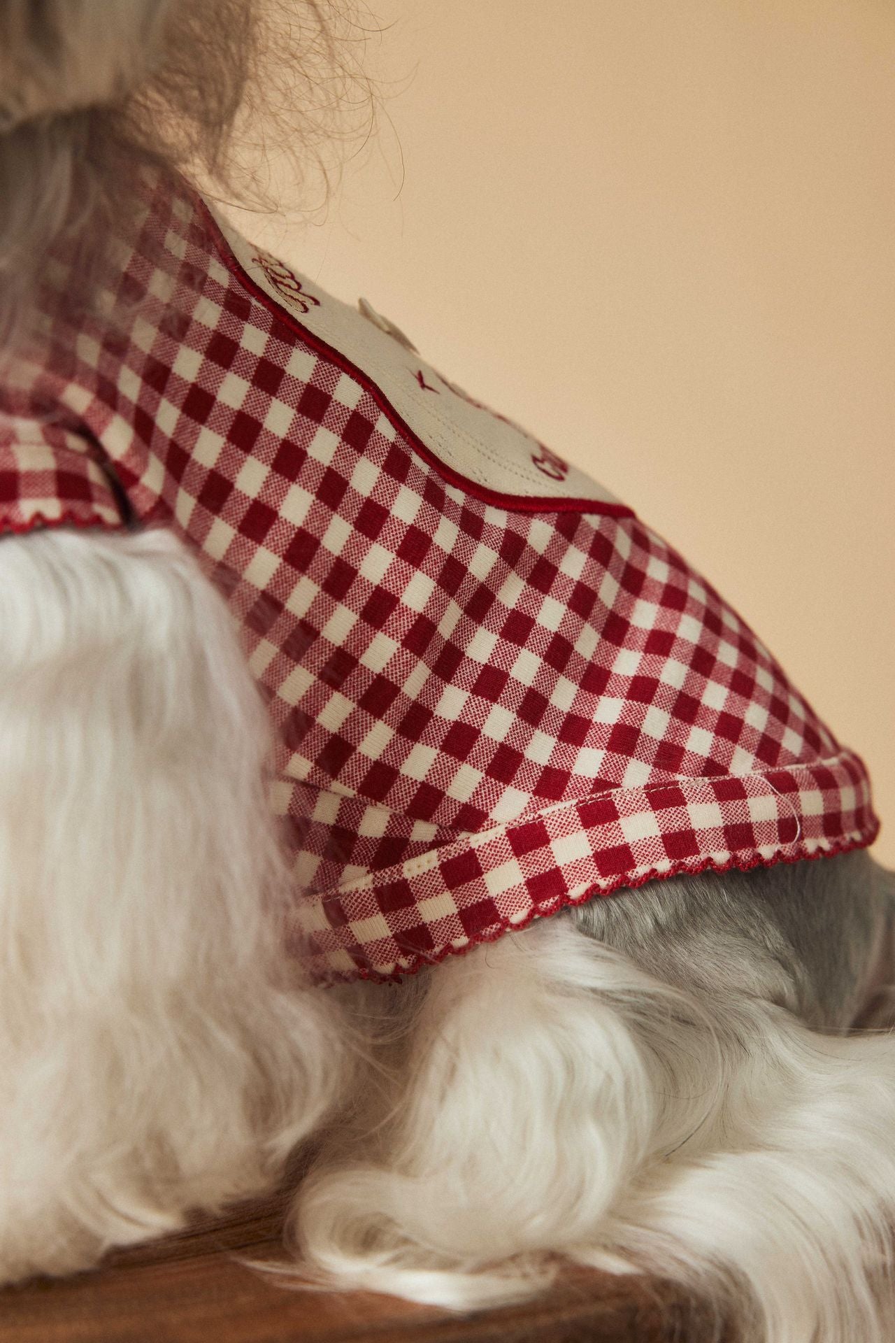 a red plaid sleeveless vest