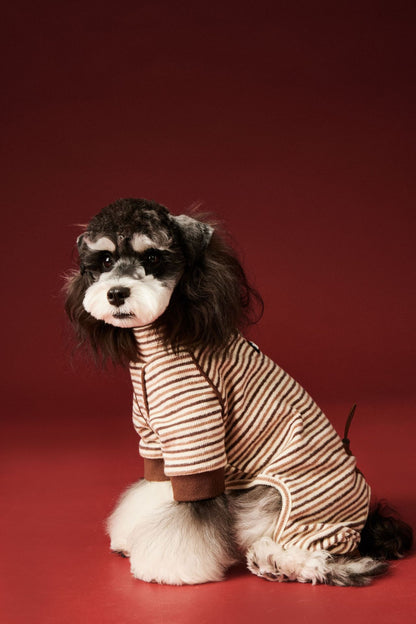 Warm four - legged striped base layer for dogs