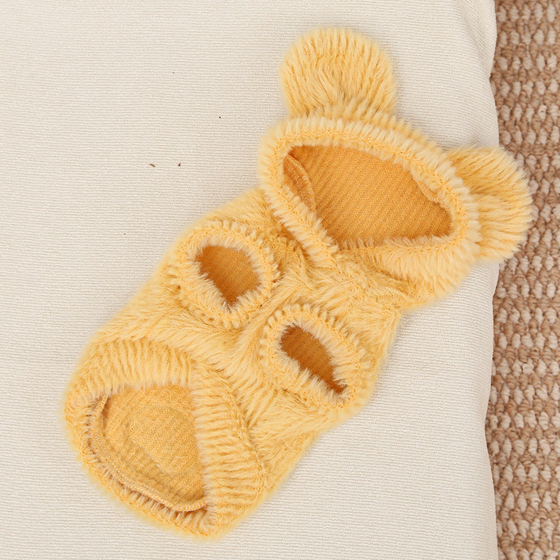 Sleeveless hooded clothes for pet dogs to wear at home in autumn and winter