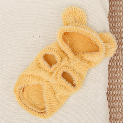 Sleeveless hooded clothes for pet dogs to wear at home in autumn and winter