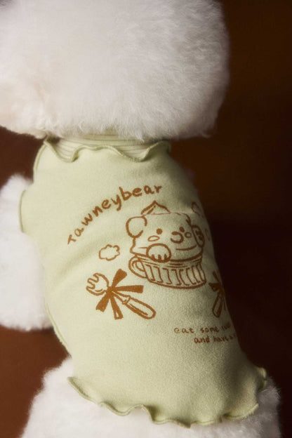 Reversible striped lace trim sleeveless vest for dogs