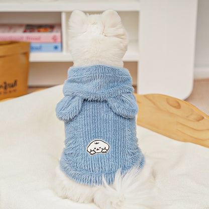 Sleeveless hooded clothes for pet dogs to wear at home in autumn and winter