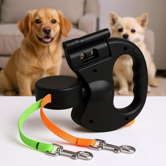 Tangle-Free Dual Dog Leash with 360° Swivel Head – For 2 Small to Medium Dogs (30 lbs)