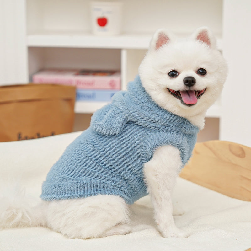 Sleeveless hooded clothes for pet dogs to wear at home in autumn and winter