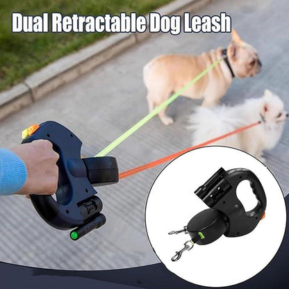 Tangle-Free Dual Dog Leash with 360° Swivel Head – For 2 Small to Medium Dogs (30 lbs)