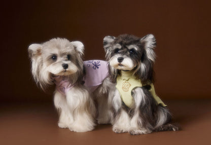 Reversible striped lace trim sleeveless vest for dogs