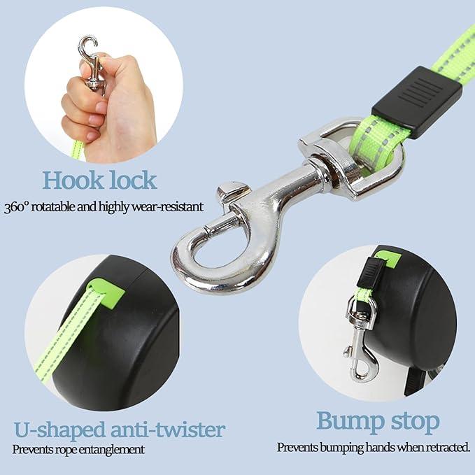 Tangle-Free Dual Dog Leash with 360° Swivel Head – For 2 Small to Medium Dogs (30 lbs)