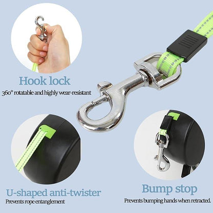 Tangle-Free Dual Dog Leash with 360° Swivel Head – For 2 Small to Medium Dogs (30 lbs)