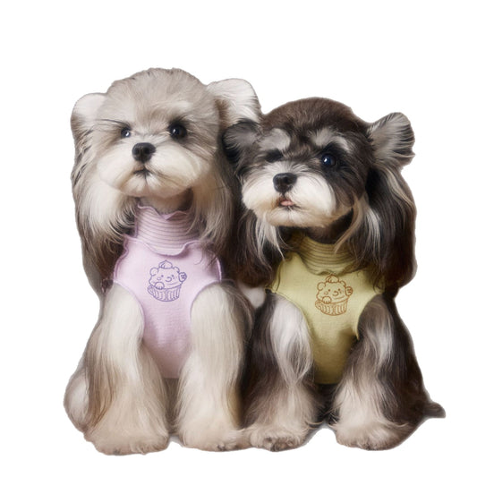 Reversible striped lace trim sleeveless vest for dogs