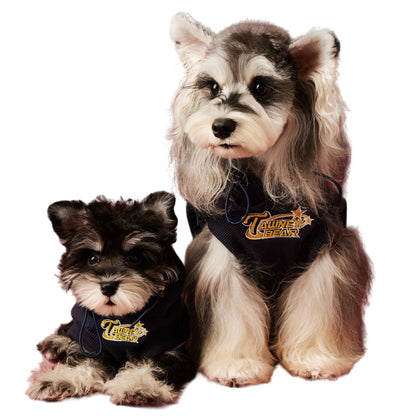 Fleece-lined sleeveless hooded sweatshirt for dogs