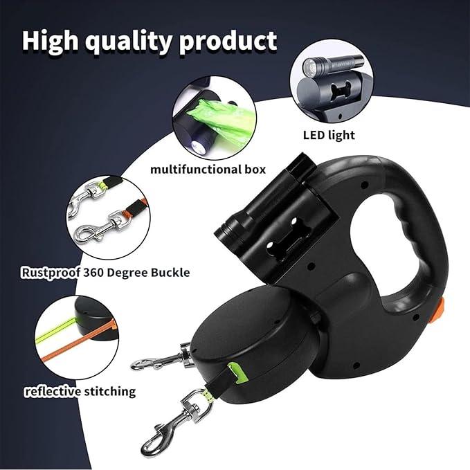 Tangle-Free Dual Dog Leash with 360° Swivel Head – For 2 Small to Medium Dogs (30 lbs)