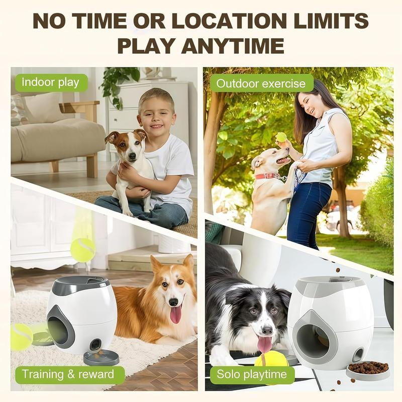Automatic dog ball launcher - an interactive smart toy with a treat dispenser, used for mental development and training.