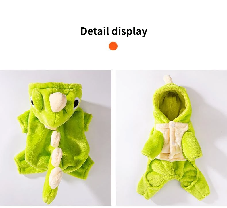 Four - legged warm padded dinosaur - style clothing for pets