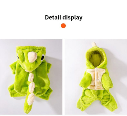 Four - legged warm padded dinosaur - style clothing for pets