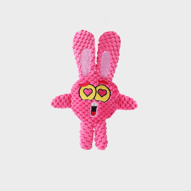 A plush dog toy that makes sound with crinkly paper and is for teething.