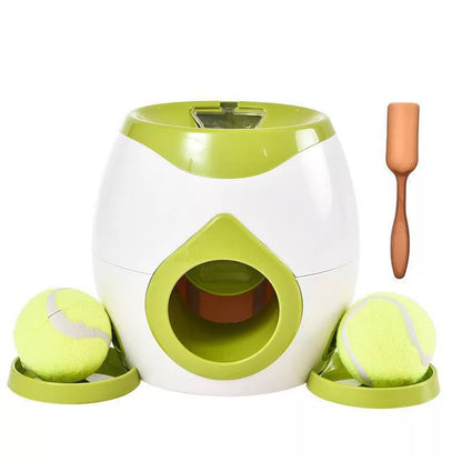 Automatic dog ball launcher - an interactive smart toy with a treat dispenser, used for mental development and training.