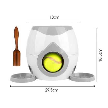 Automatic dog ball launcher - an interactive smart toy with a treat dispenser, used for mental development and training.
