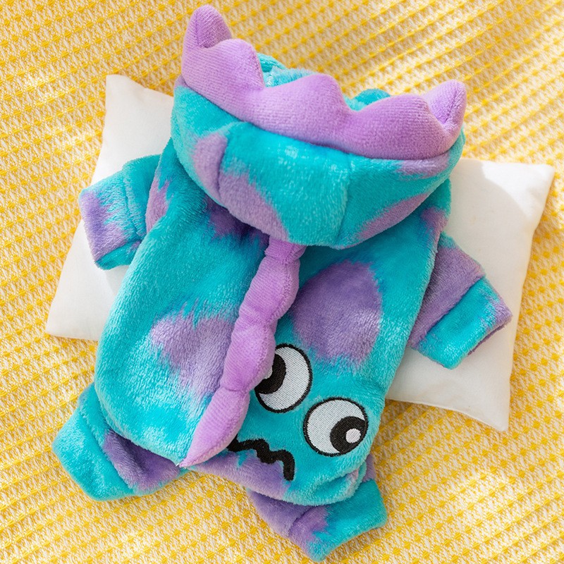 Four - legged warm padded dinosaur - style clothing for pets