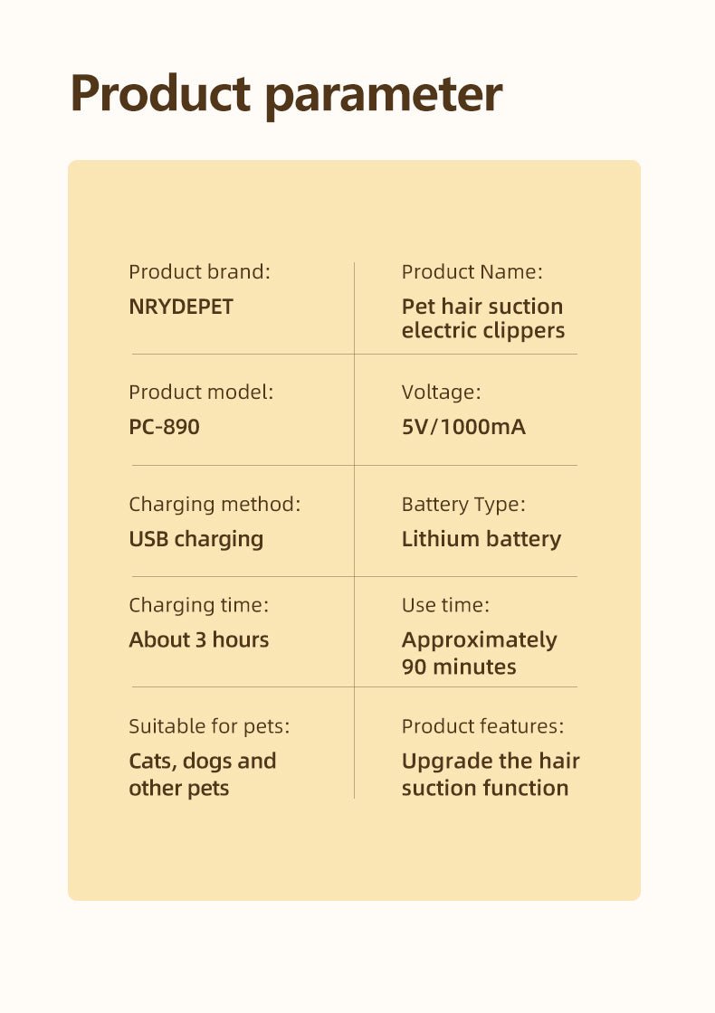 Grooming Vacuum Clipper USB Charger
