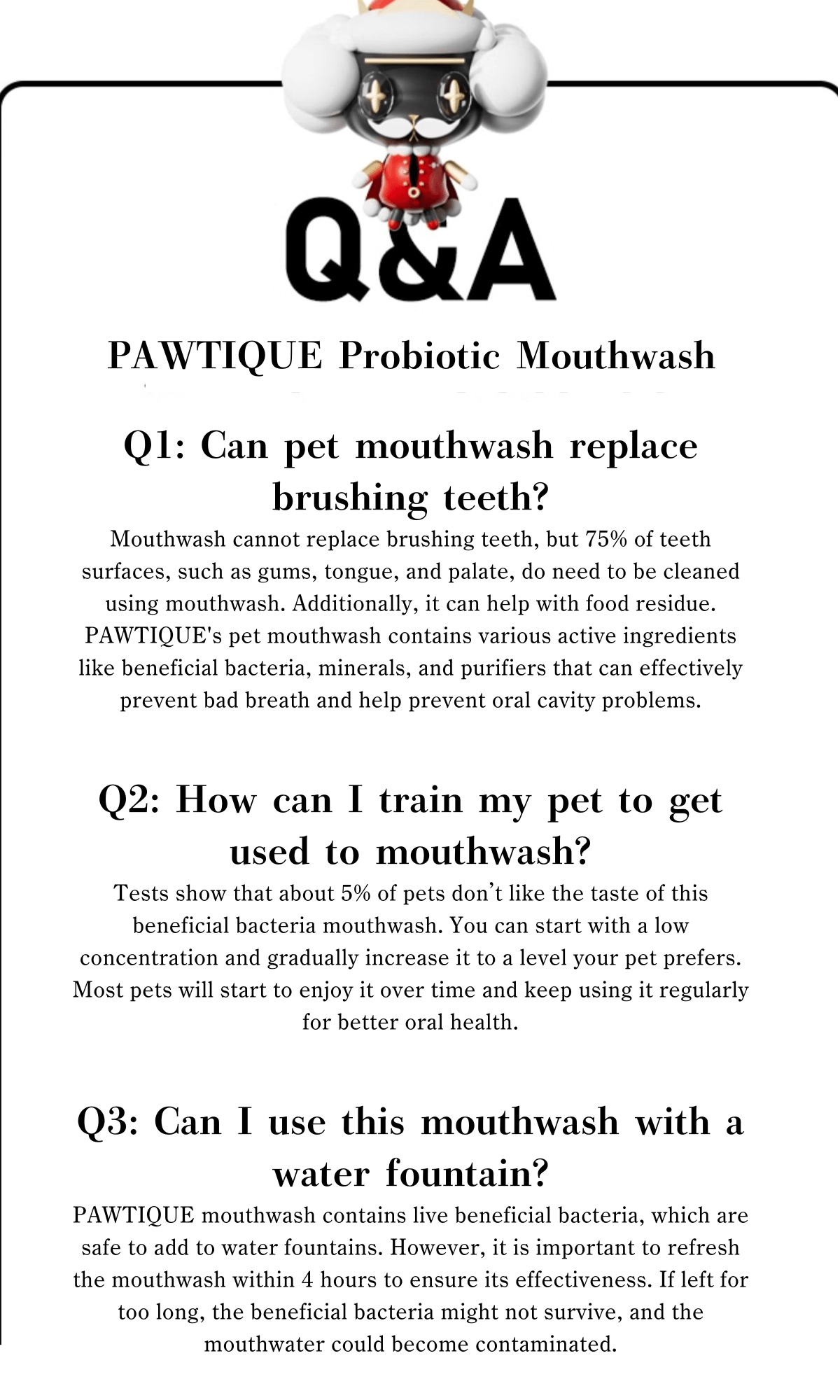 Lactic Acid Bacteria mouthwash for dogs and cats